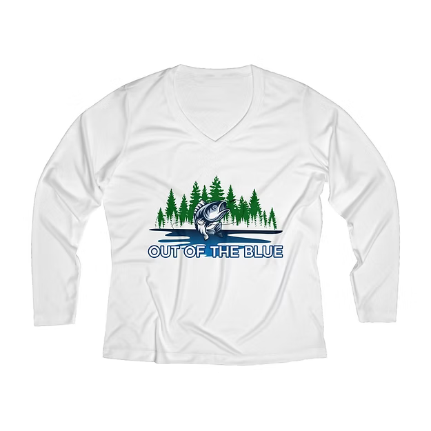Women’s Long Sleeve Performance V-Neck Tee – Lightweight & Moisture-Wicking