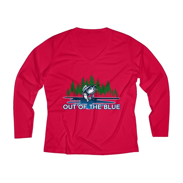 Women’s Long Sleeve Performance V-Neck Tee – Lightweight & Moisture-Wicking